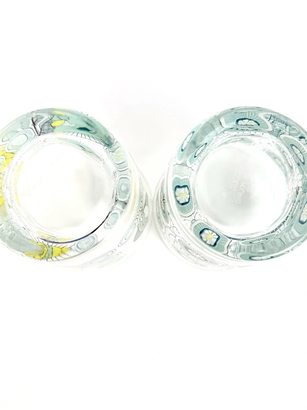 VTG IKEA Busig Psychedelic Penguin, Magic Mushroom Flower Low Glasses Set of 2